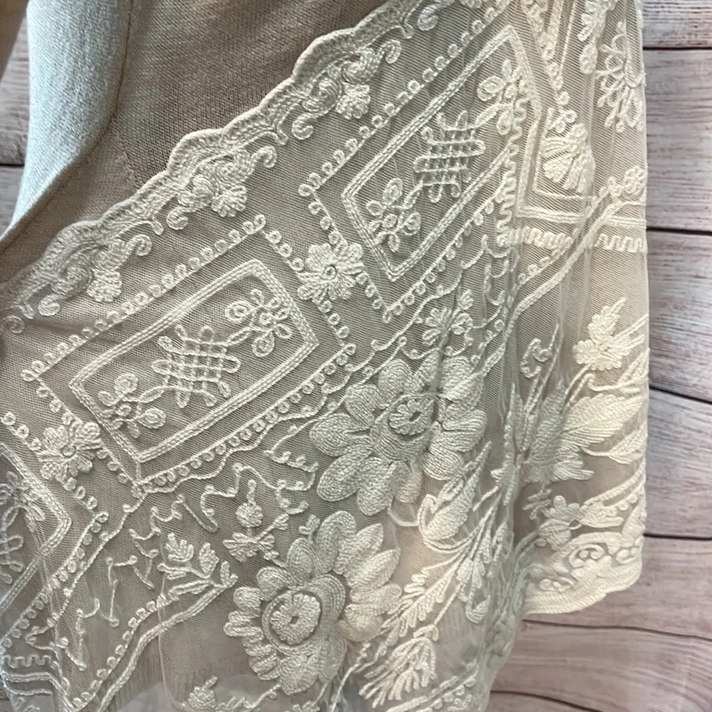 Anthropologie Angel of the North Sweater Lace Tunic Size Small Camel Cream